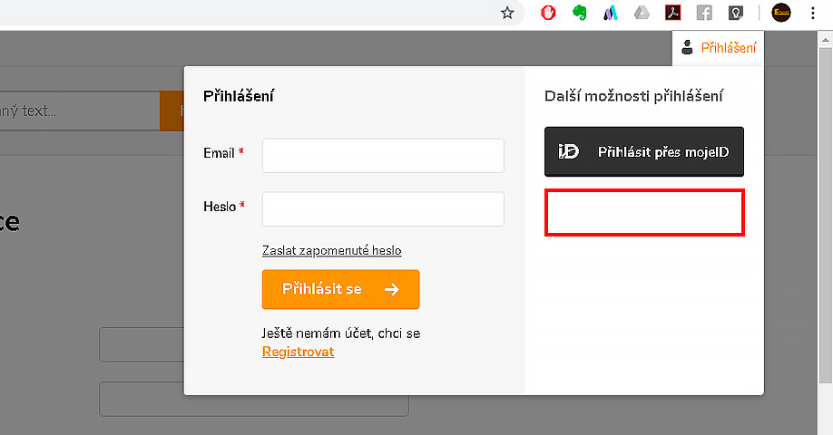 Přihlášení přes sociální sítě