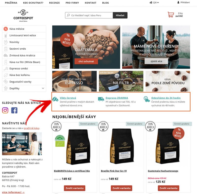 Úvodní strana eshopu